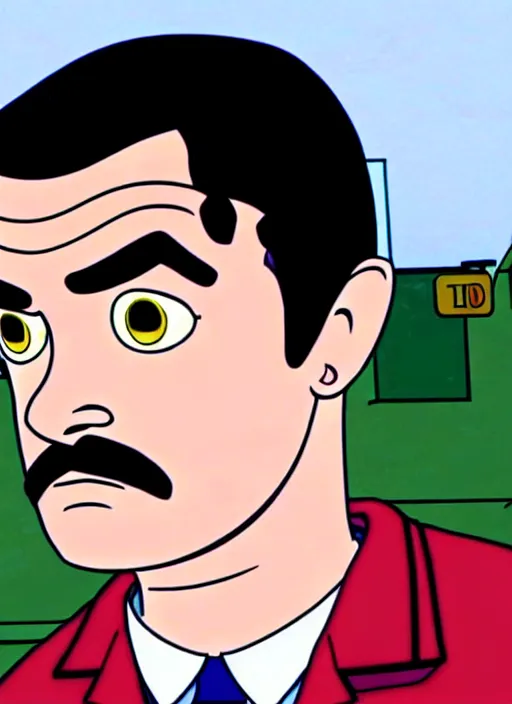 Prompt: still of jim hopper from stranger things : the animated series, cartoon screen capture ( 1 9 8 8 )