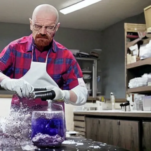 Prompt: walter white making meth from kirby