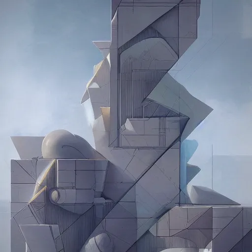 Image similar to architectural dream by peter eisenman in the style of peter mohrbacher