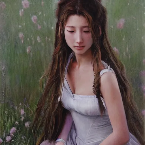 Photorealistic Painting Of Aerith Gainsborough Stable Diffusion Openart