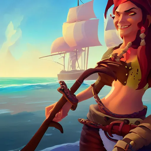 Image similar to jack the pirate mermaid on sea of thieves game avatar hero, behance hd by jesper ejsing, by rhads, makoto shinkai and lois van baarle, ilya kuvshinov, rossdraws global illumination