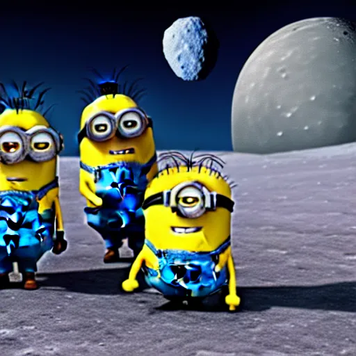 Prompt: macro photo of minions fighting on the moon, ultra realistic