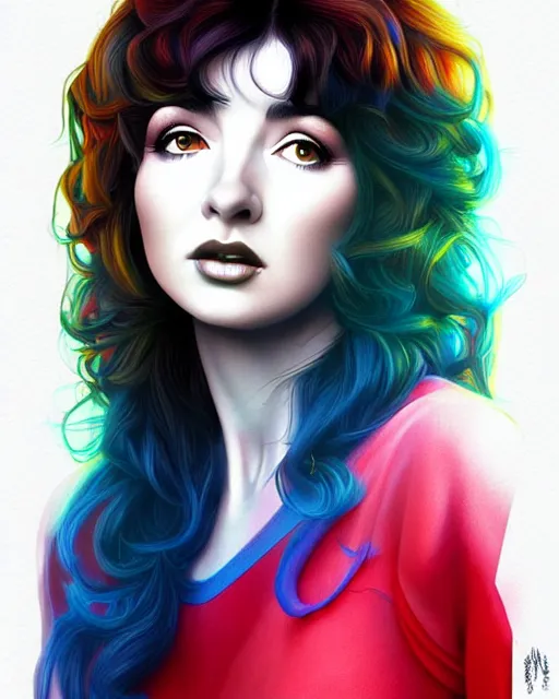 Image similar to richly detailed color illustration young kate bush illustrated by artgerm and mina petrovic and timothy kong and marina federovna. 3 d shadowing