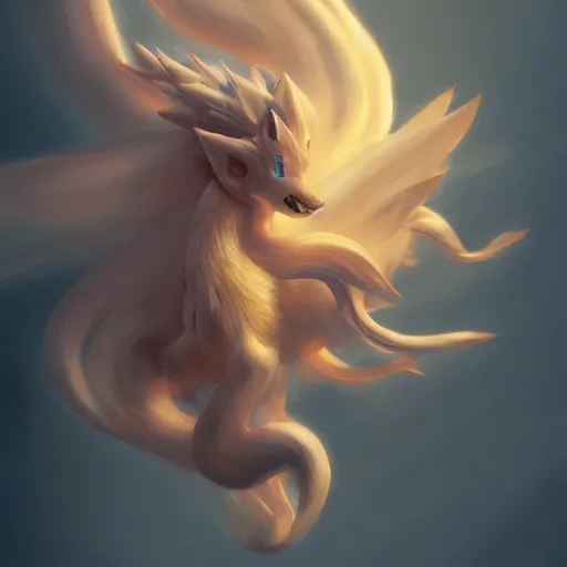 Image similar to pokemon ninetails, artstation greg rutkowski, cinematic, hyperrealist, digital art