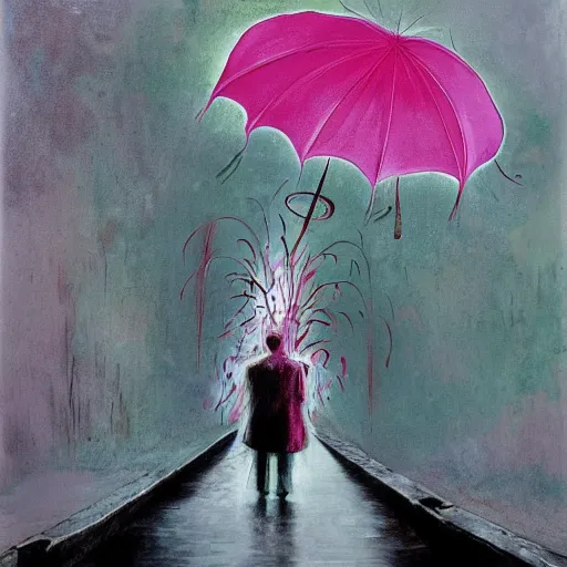 Image similar to a man holding an umbrella, a man holding an umbrella, a man holding an umbrella, a man holding an unmbrella, epic floral composition of deadly silence, intense emotion, powerful painting, gritty feeling, imagining a blissful fate, hope, anger, rage, willing, deconstructed, chaotic, expressive, neo-expressionism, by Francis Bacon, by Beksinski, by Abbas Kiarostami, by Kurosawa, by Hokusai, war photography, colorful, dreams, photojournalism