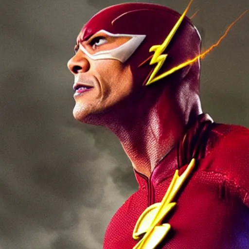 Image similar to The Rock as the Flash