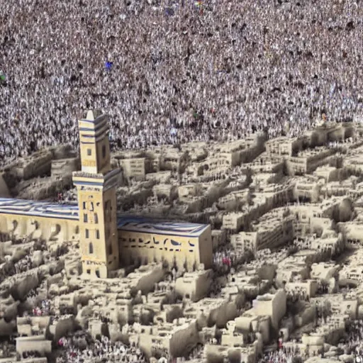 Image similar to 8 k, uhd, historical portrait of jesus hajj in mecca, higly photorealistic, highly details form, highly details content