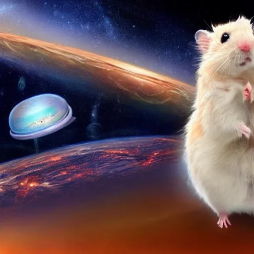 Image similar to Space missing, hamster in extinction, highly detail