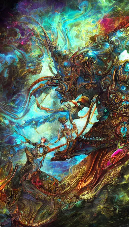 Image similar to psytrance artwork, from guild wars