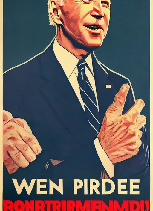 Image similar to joe biden in a ww 2 propaganda poster