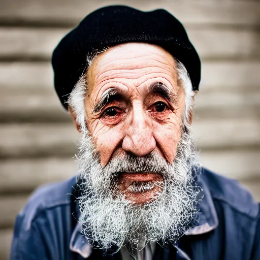 Prompt: Fuji xt3 portrait of an old Jewish man with curly brown hair and sparkling eyes, Brooklyn, New York