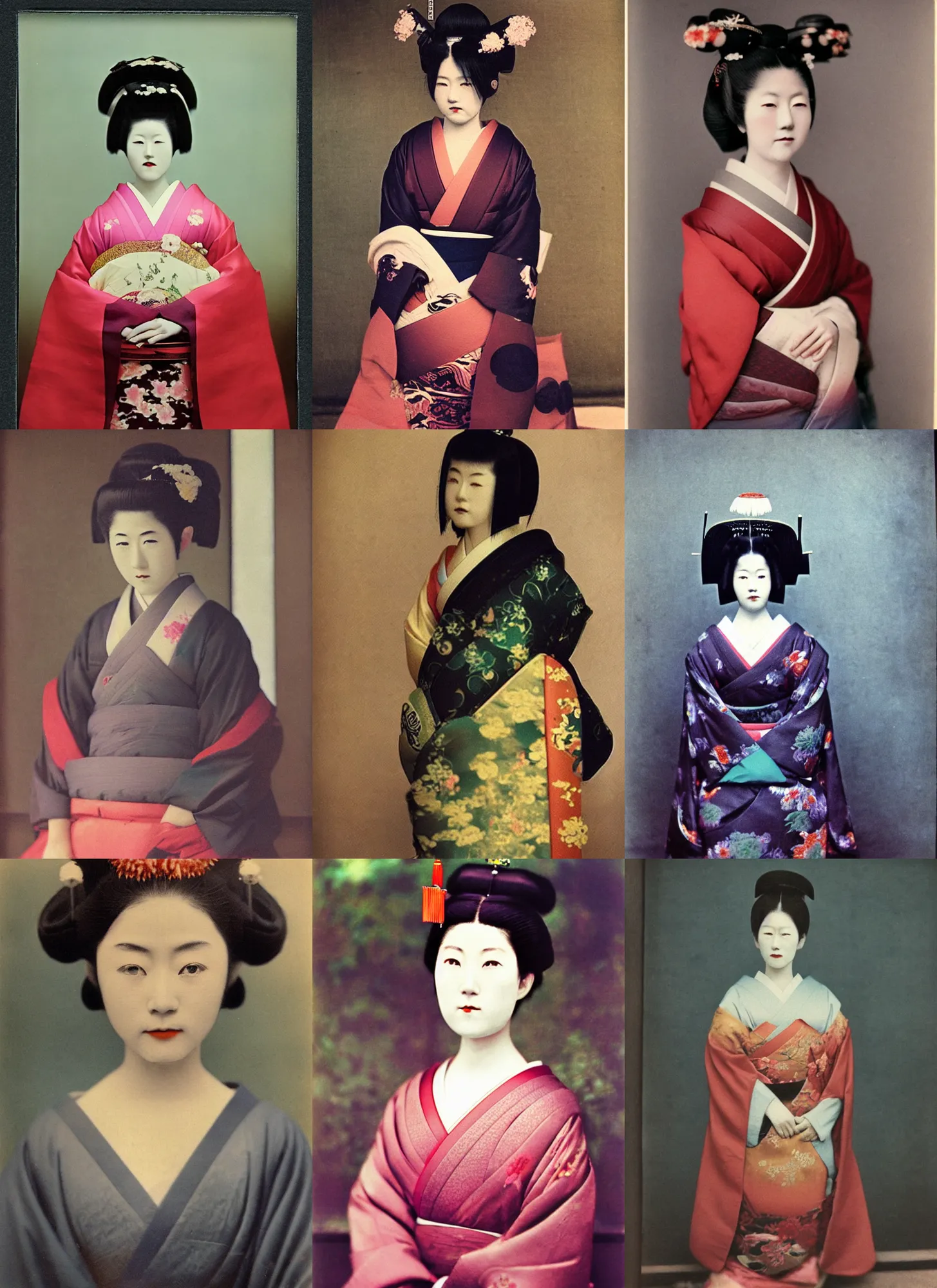 Prompt: Portrait Photograph of a Japanese Geisha Autochrome