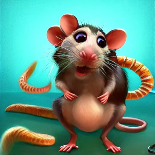 Image similar to cute rat pixar concept art trending artstation oil painting