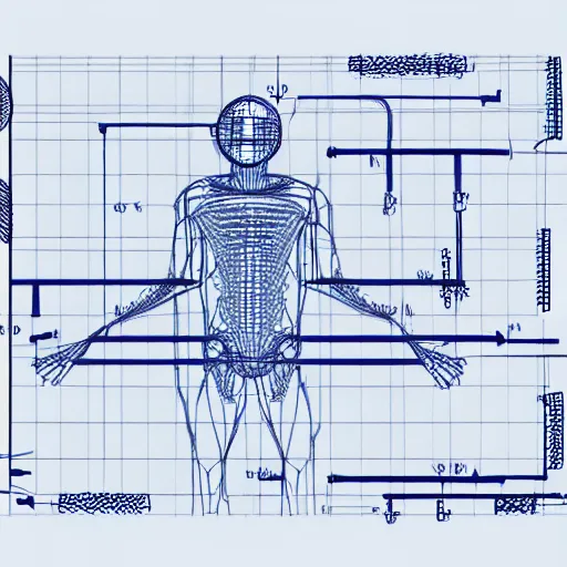 Image similar to technical blueprint schematic wireframe diagram of a ghost