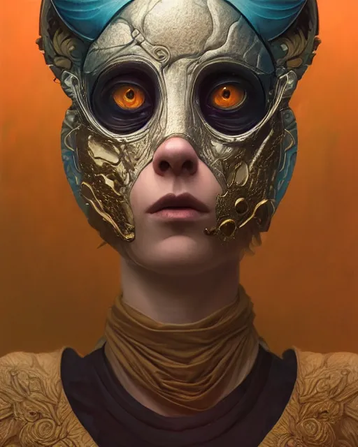 Image similar to highly detailed surreal vfx portrait of marjora's mask, stephen bliss, unreal engine, greg rutkowski, loish, rhads, beeple, makoto shinkai and lois van baarle, ilya kuvshinov, rossdraws, tom bagshaw, alphonse mucha, global illumination, detailed and intricate environment