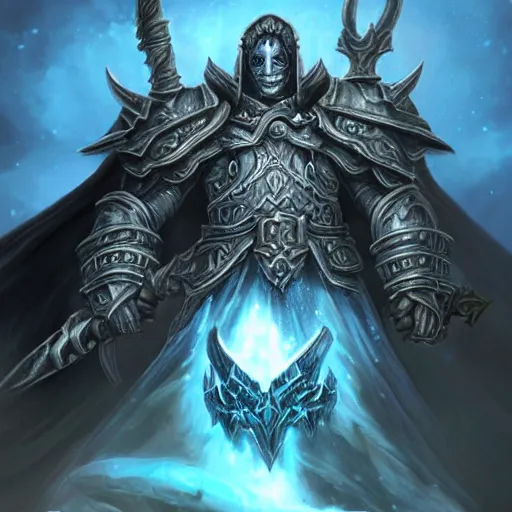 Image similar to world of warcraft lich king gigachad portrait