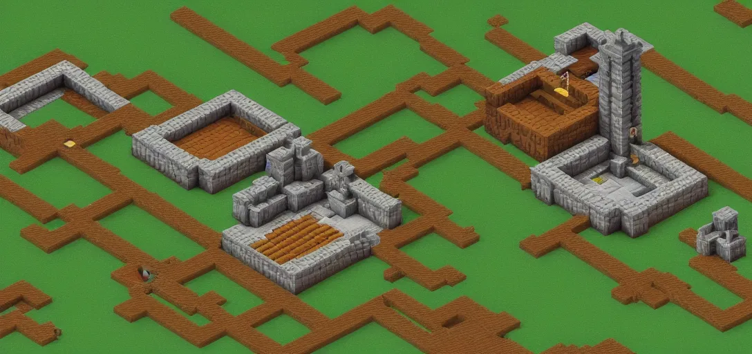 Prompt: minecraft in the style of ultima online isometric highly detailed