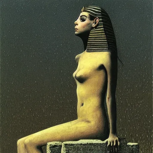 Image similar to egyptian princess by beksinski