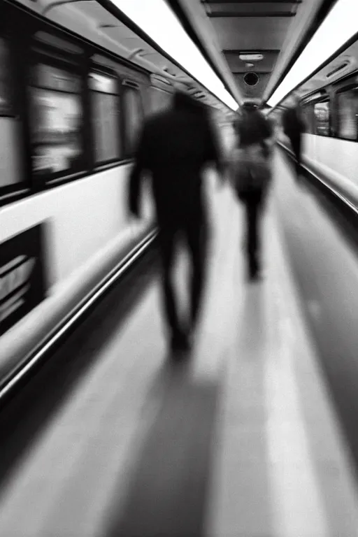 Image similar to ominous grainy surveillance photo still of scary monster in style of trevor henderson inside toronto subway