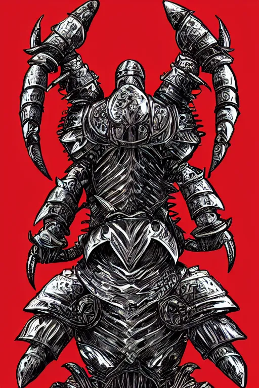 Image similar to human warrior, lobster themed armour, symmetrical, highly detailed, digital art, sharp focus, trending on art station, kentaro miura manga art style