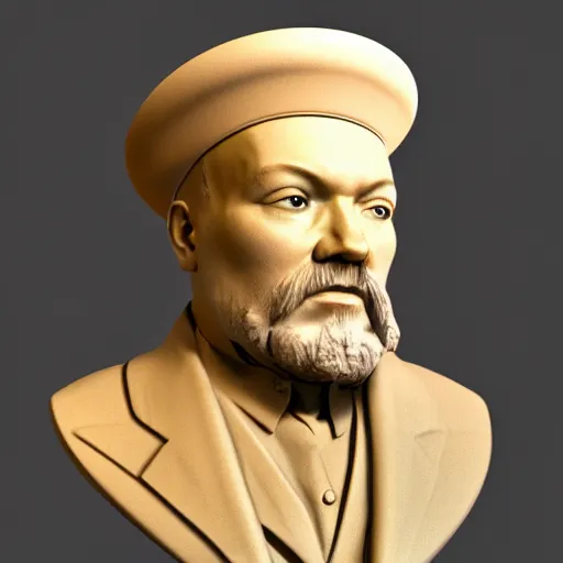 Prompt: super realistic man with pot on his head, Lenin's bust, high quality, photomodel