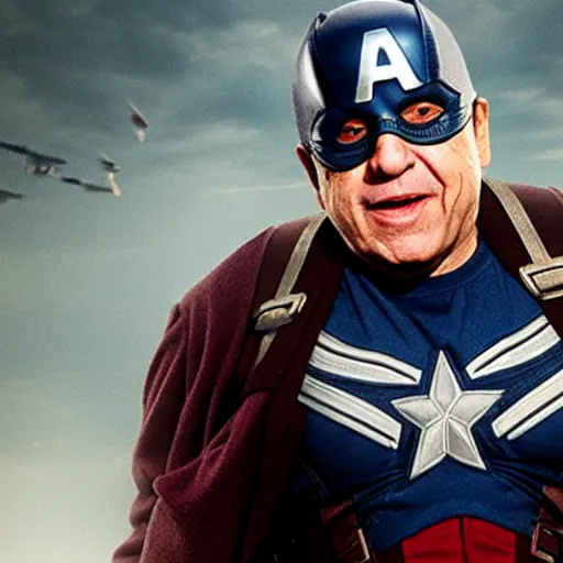 Image similar to danny devito as captain america