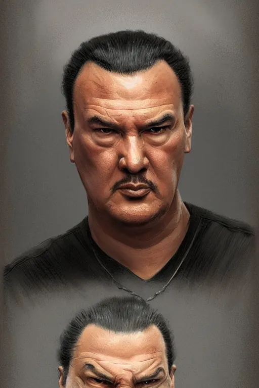 Prompt: sad steven seagal in prison, intricate, highly detailed, digital painting, artstation, concept art, smooth, sharp focus, illustration, art by greg rutkowski, patriotic