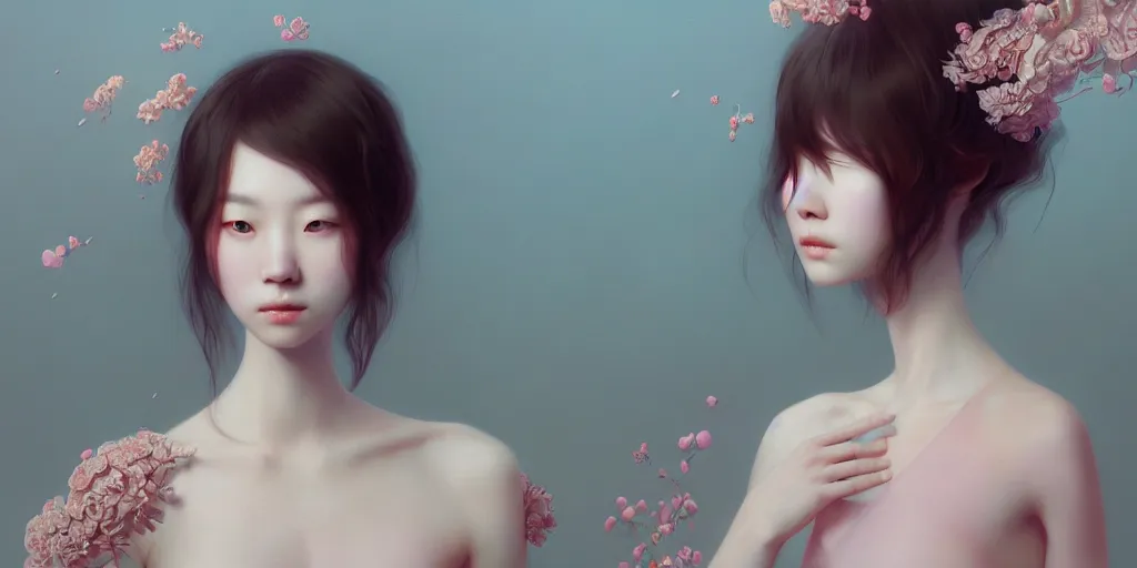 Image similar to breathtaking delicate detailed concept art painting creature, by hsiao - ron cheng, bizarre compositions, exquisite detail, pastel colors, ornate background, 8 k