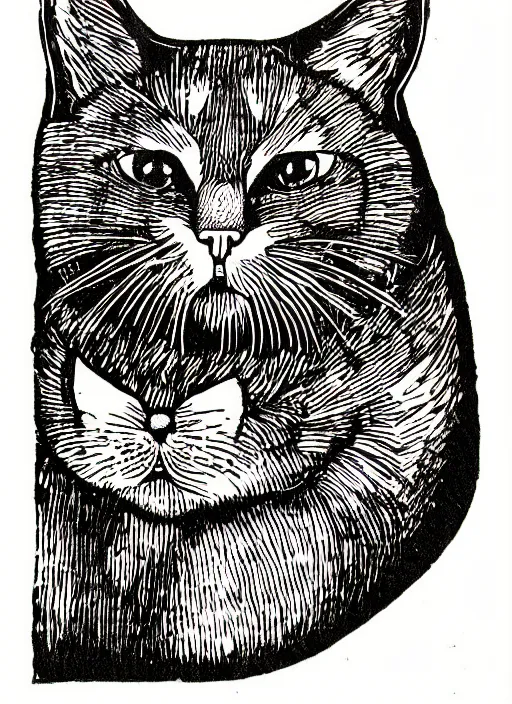 Image similar to cat woodcut print by Samuel Jessurun de Mesquita