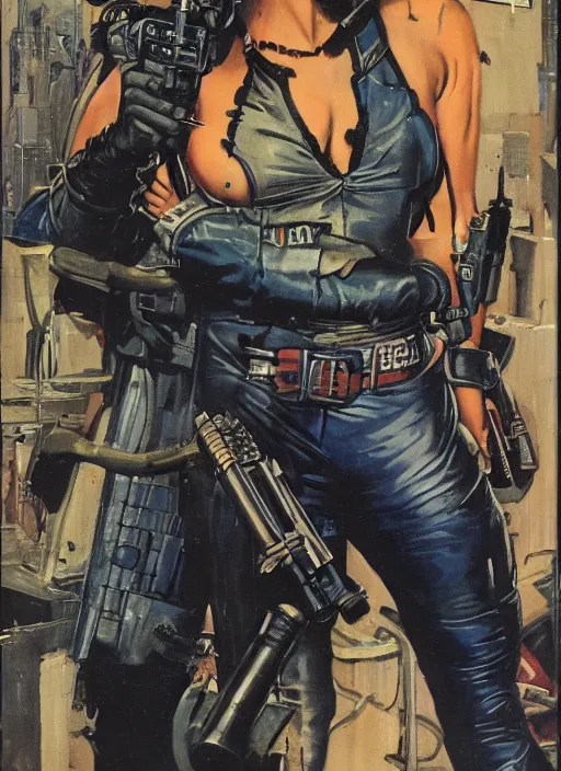 Image similar to cyberpunk mercenary. portrait by anton otto fischer and john philip falter and will eisner and gil elvgren