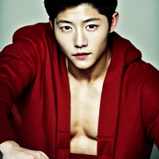 Prompt: song joong - ki portrait, young handsome asian male dnd, muscle, studio photo