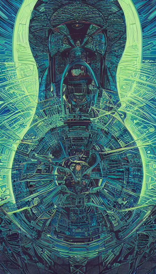 Image similar to The oracle of the ancient prophets, futurism, da vinci, Dan Mumford, Josan Gonzalez