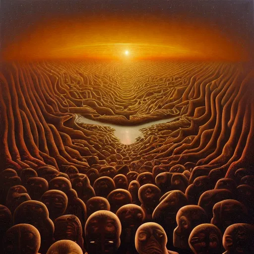 Image similar to in a dream, are all the characters really you? by jeffrey smith, oil on canvas