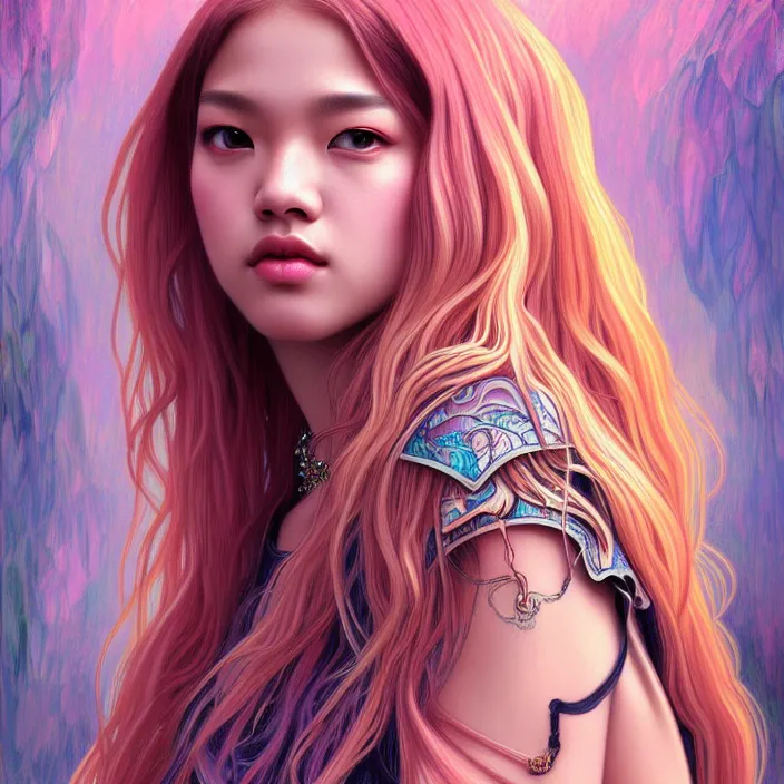 Image similar to jossi of blackpink, king, tarot card, highly detailed, digital painting, smooth, sharp focus, illustration, ultra realistic, 8 k, art by artgerm and alphonse mucha