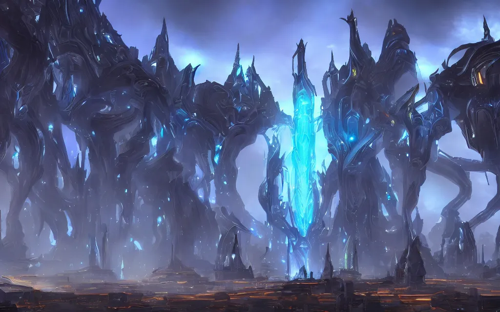 Image similar to protoss structure city, cinematic dramatic lighting, beautiful