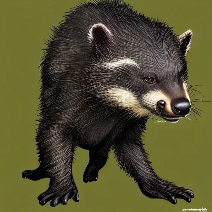 Image similar to cute honey badger, ultra realistic, concept art, highly detailed