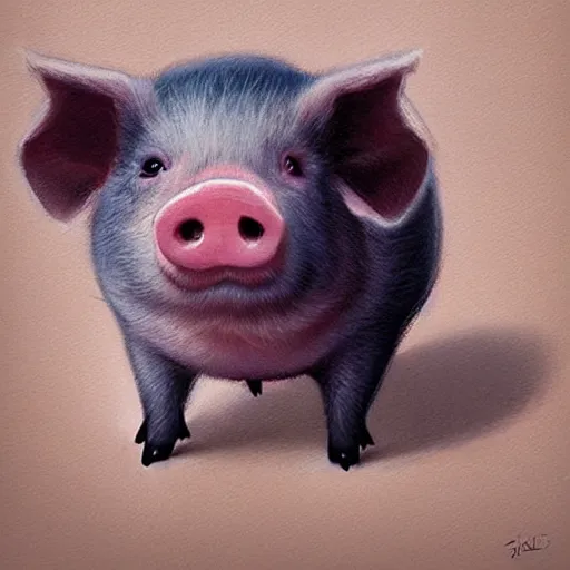 Prompt: realistic, full body portrait, cartoonish cute pig, by Jordan Grimmer and greg rutkowski, crisp lines and color,