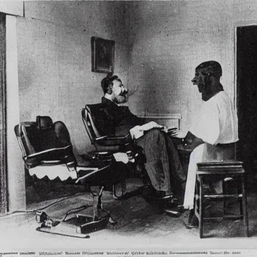 Image similar to a visit to a dentist back in 1 8 9 2