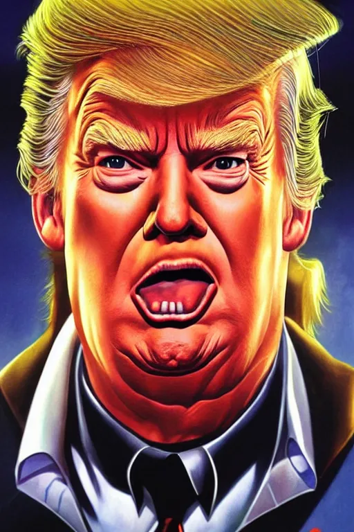 Image similar to trump with laser eyes by alex ross