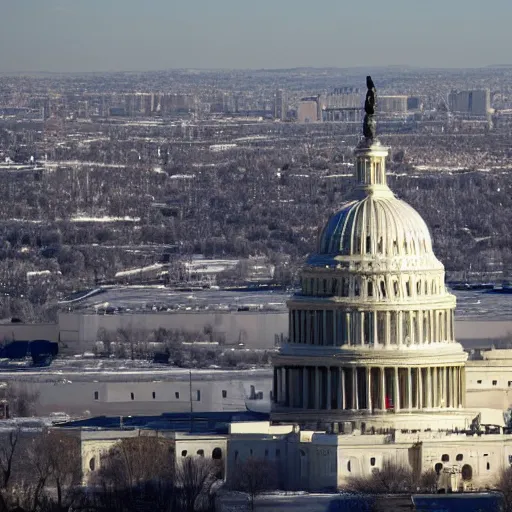 Prompt: Photo of the United States Capitol on January 6 under siege by multiple Walter Whites, reuters