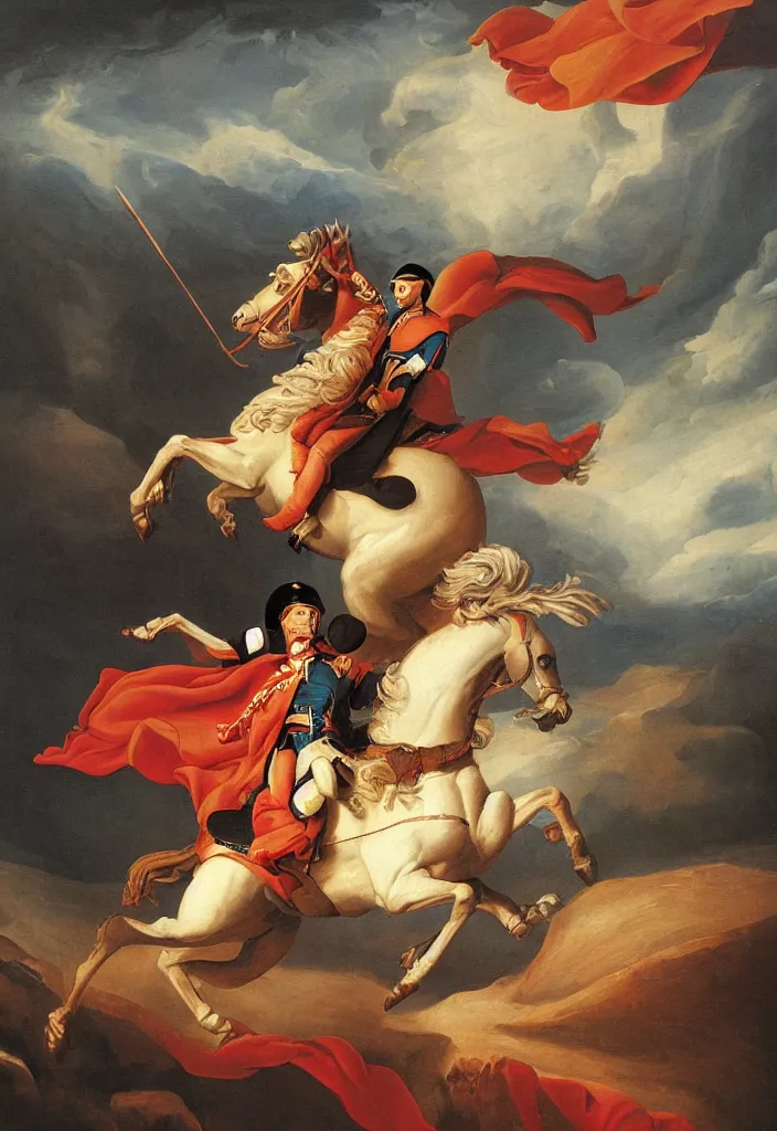 Image similar to Napoleon crossing Olympus Mons, oil painting