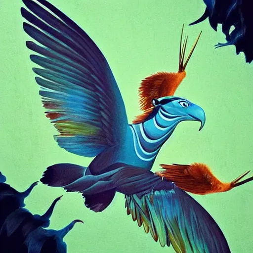 Image similar to “ audubon painting of animals from the movie avatar, super detailed ”