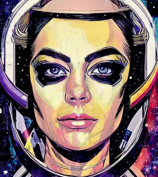 Image similar to portrait of a female space priestess, by DC comics and Sandra Chevrier