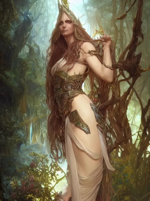 Image similar to world of warcraft elven druid, fantasy, intricate, elegant, highly detailed, digital painting, artstation, concept art, wallpaper, smooth, sharp focus, illustration, art by artgerm and greg rutkowski and alphonse mucha