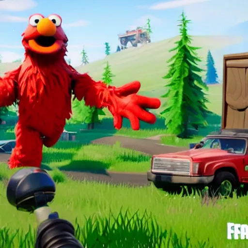 Image similar to elmo in fortnite, unreal engine