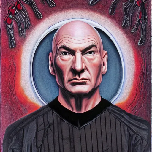 Image similar to captain jean luc picard by h. r. giger