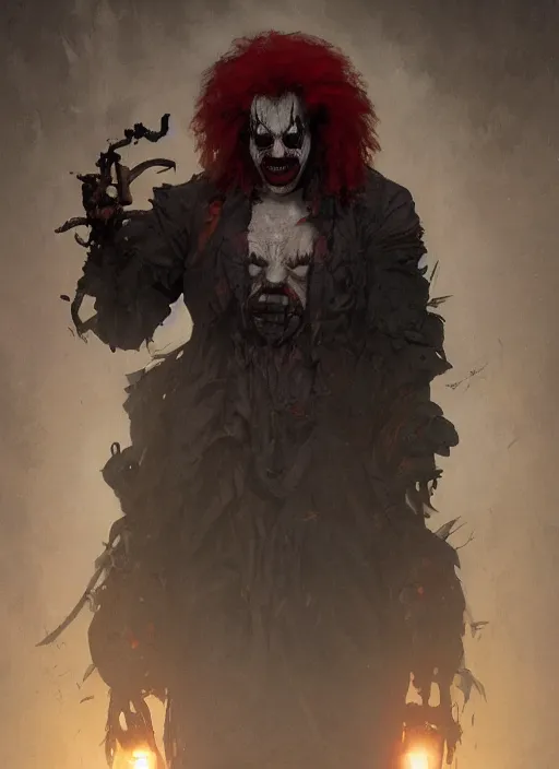 Image similar to a photorealistic dramatic hyperrealistic render of an eerie spawn comic supervillain character the evil clown violator by wlop, greg rutkowski, alphonse mucha, beautiful dynamic dramatic dark moody lighting, shadows, cinematic atmosphere, artstation, concept design art, octane render, 8 k