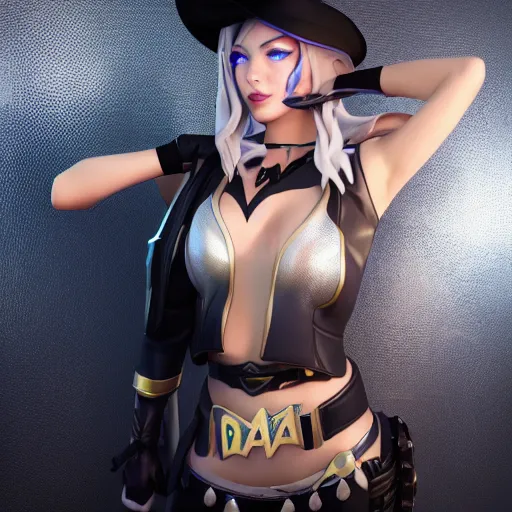 Prompt: still of pretty Ashe (League of Legends) in KDA More music video. 3d render, octane render, game art, realistic, highly detailed, trending on artstation, 4k, trending on artstation, pixar, cgsociety, unreal engine 5, redshift render, trending on artstation, blender, behance, cg