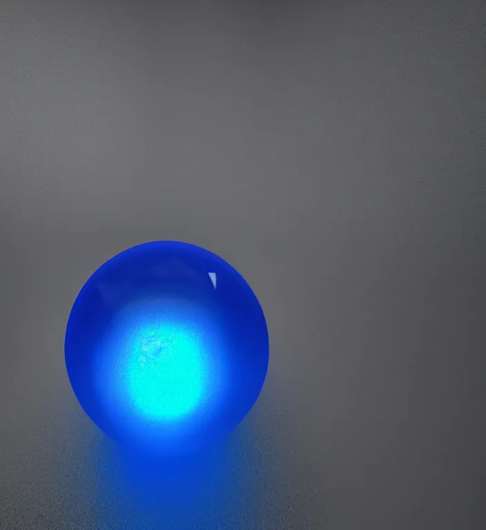 Image similar to a blue ball in water + god rays + dramatic lightning + backlit + studio light + specular highlights + ambient occlusion + global illumination + bump map + reflective + caustics + refractive + unreal engine 5 + DOF + sharp focus