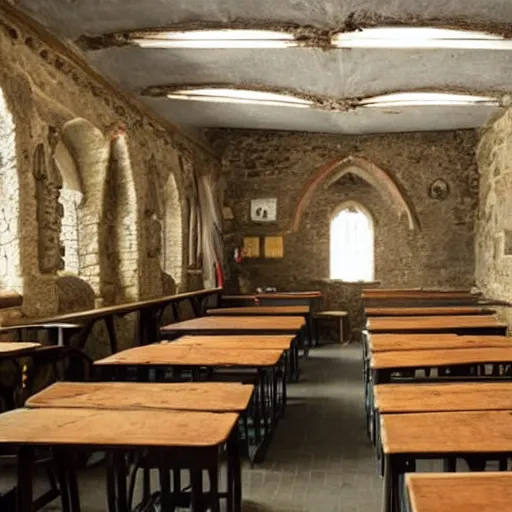 Image similar to a medieval school